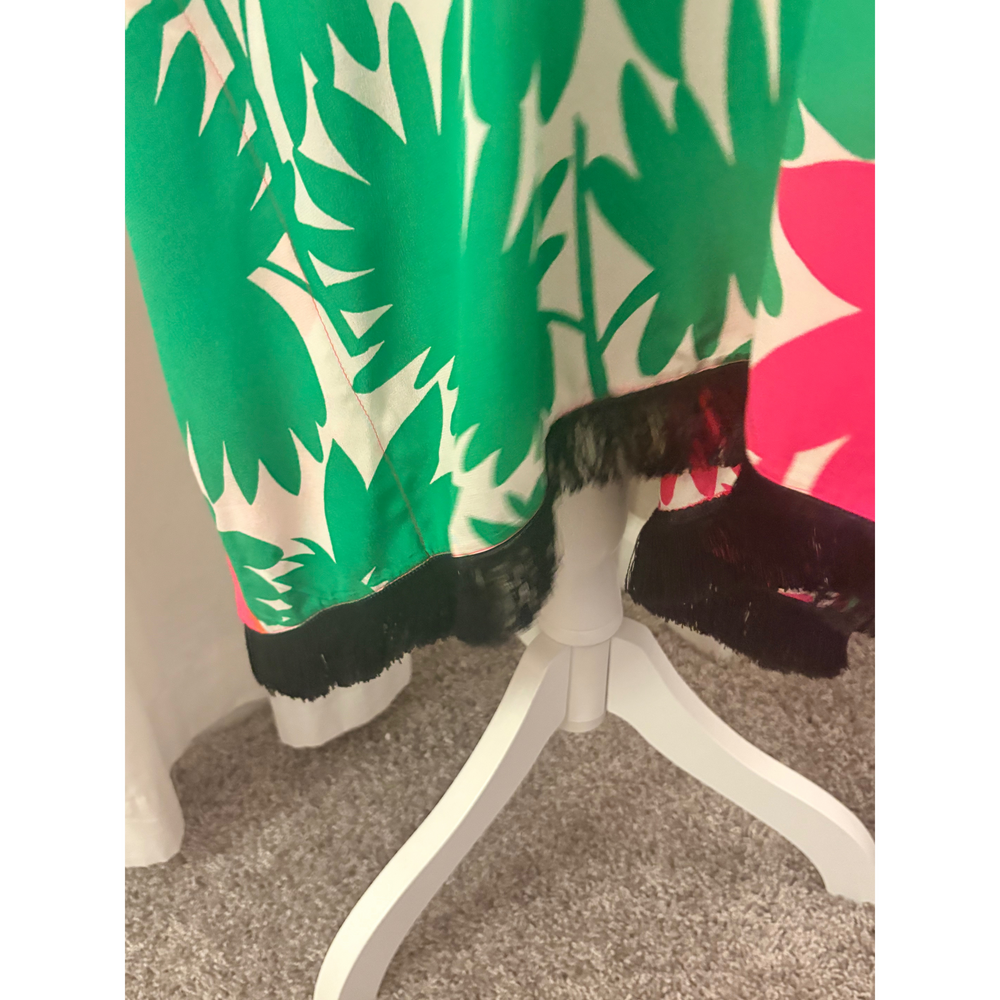 Trina Turk Colorful Floral Print V-Neck Kaftan Dress in Pink - Picture 5 of 6